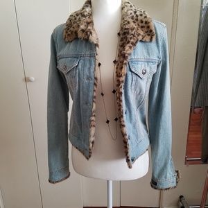 Denim jacket with faux fur